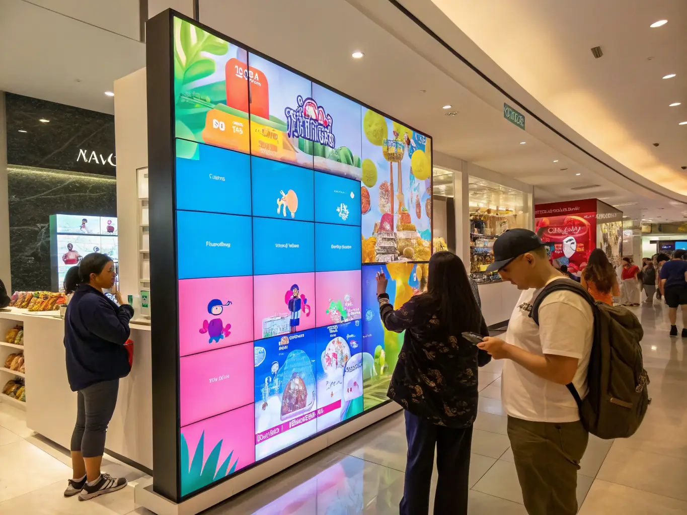 A dynamic image representing the N2S (New-to-Sale) advertising strategy, featuring a diverse group of customers interacting with a product display in a vibrant retail setting.