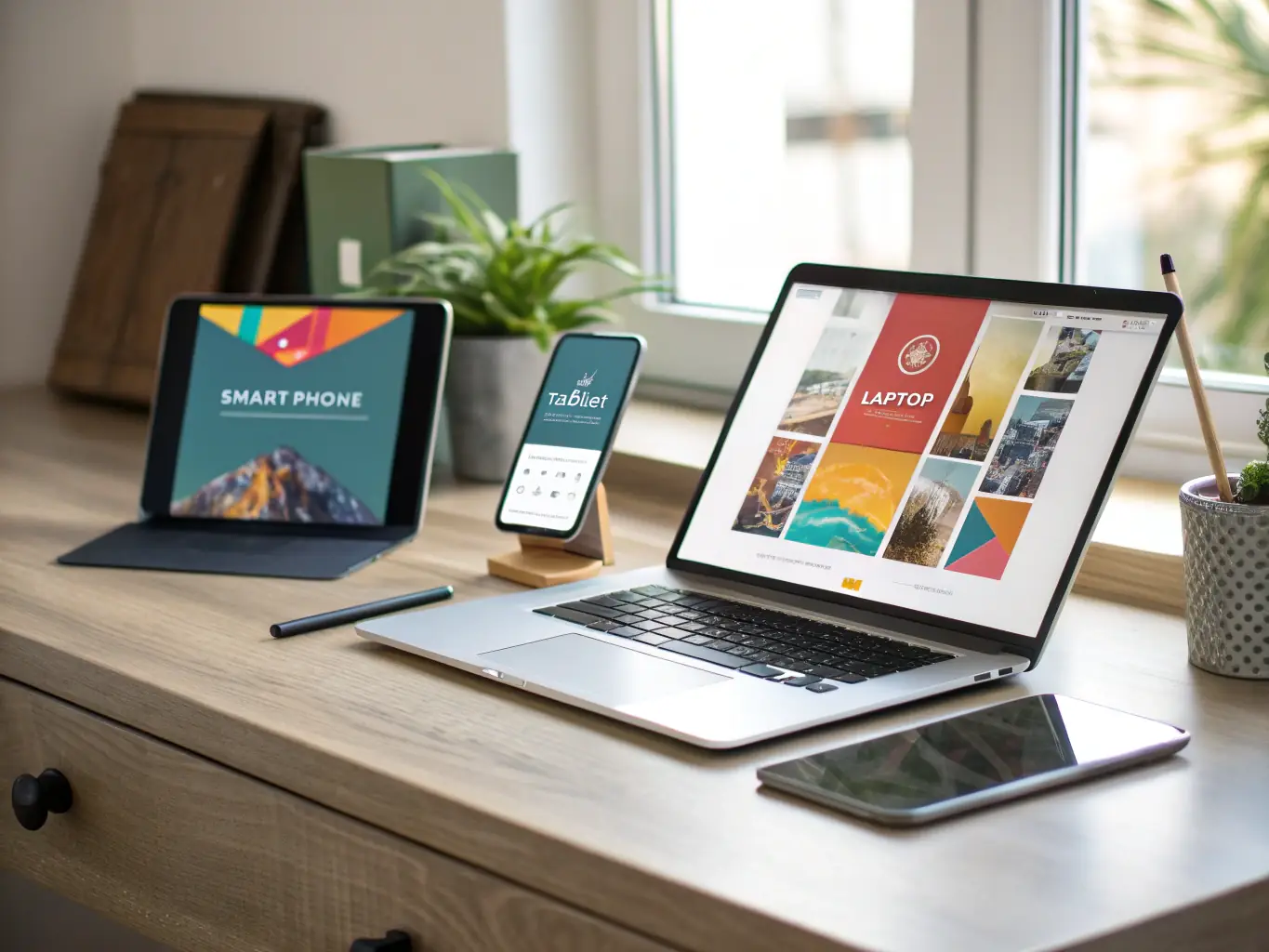 A high-resolution image depicting a split screen, with one side showing a modern desktop computer displaying an advertisement and the other side showing a mobile phone displaying a similar ad. The desktop side should convey professionalism and detail, while the mobile side should emphasize convenience and accessibility.